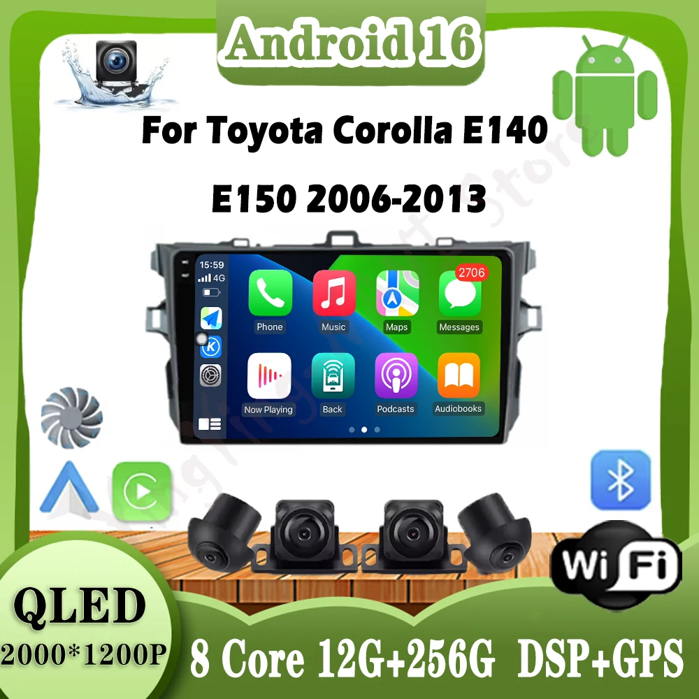 

Система Android 16, автомобильный радиоприемник, мультимедийный плеер для Toyota Corolla E140 E150 2006-2013, GPS Navi, Wi-Fi, сенсорный экран, DSP, стерео 4G