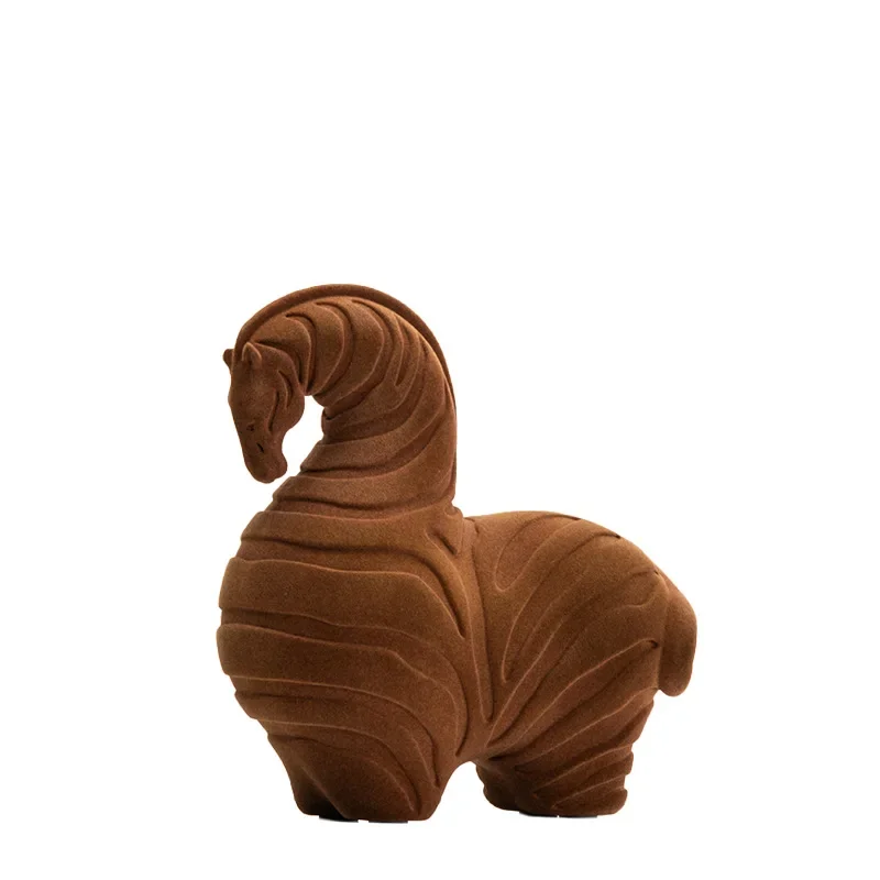 Home decoration cute flocking horse home jewelry ornaments, living room wine cabinet model room
