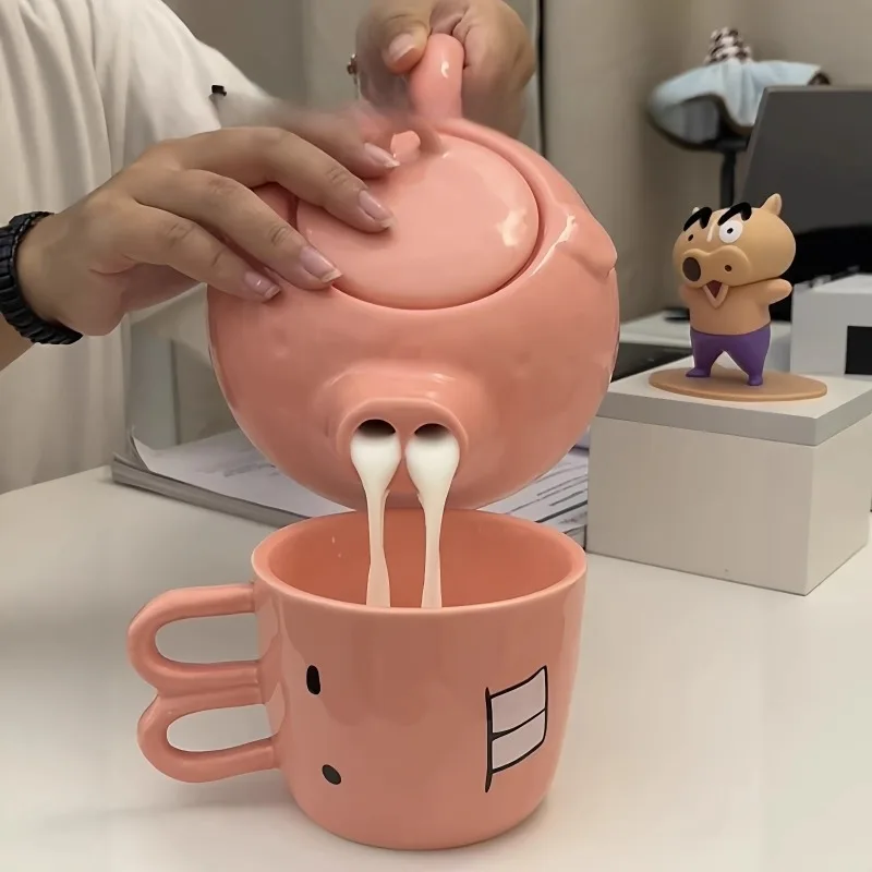 

Fun Ceramic Pig Tea Pot, Creative Pig Nose Flowing Water Design, Heat-resistant Large Capacity Tea Pot, Prank Gift Mug