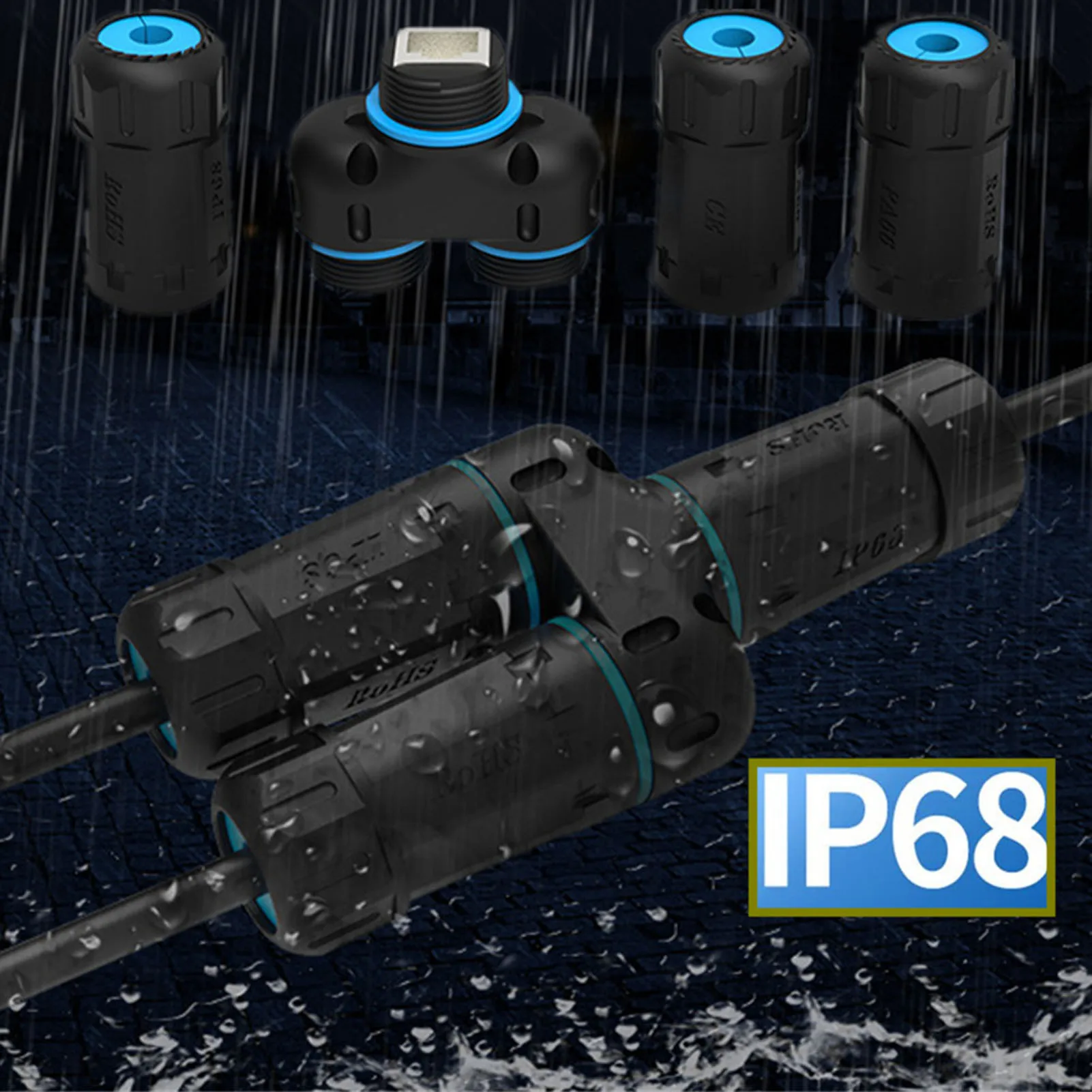 RJ45 Coupler IP68 Water Proof Cat5-8 Female to Female Shielded Ethernet Outdoor LAN Cable Connector for Electronic Equipment