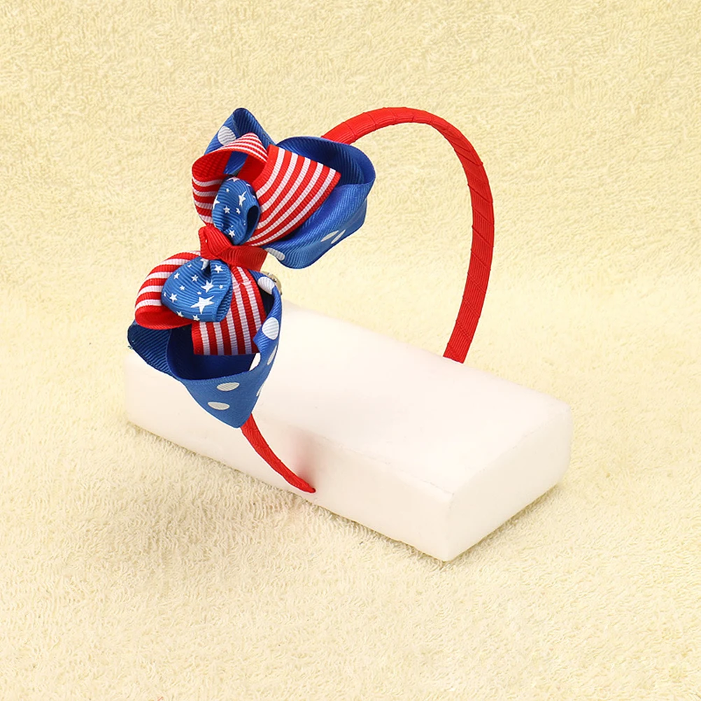 

American Flag Headband Patriotic Accessories Girls Hair Headband Comfortable Texture Striped Design Bowknot Decorated Practical