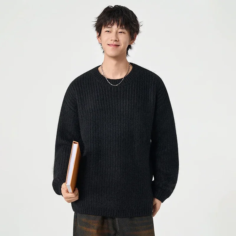 

Winter Men Casual Comfortable Versatile Windproof Breathable Sports Knitted Sweater Men Leisure Round Neck Warm Pullover Sweater