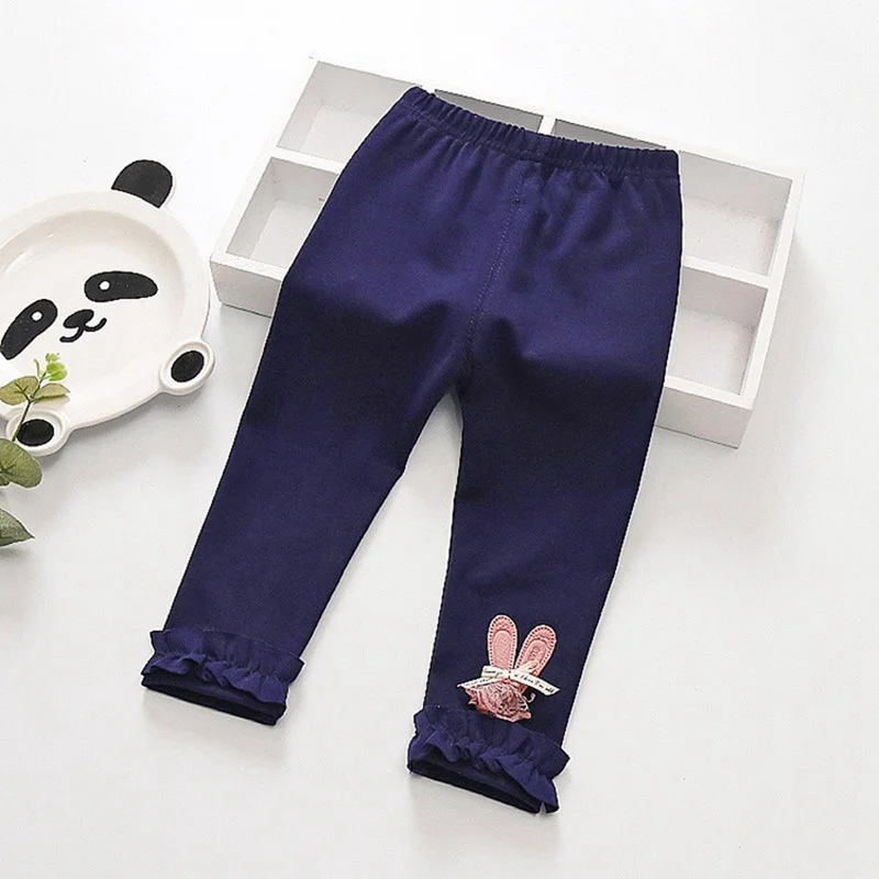 Autumn Winter Grils Children Legging Thicken Warm Newborn Girl Rabbit Bow Warm Plush Trousers Elastic Waist Leggings Kids Pants