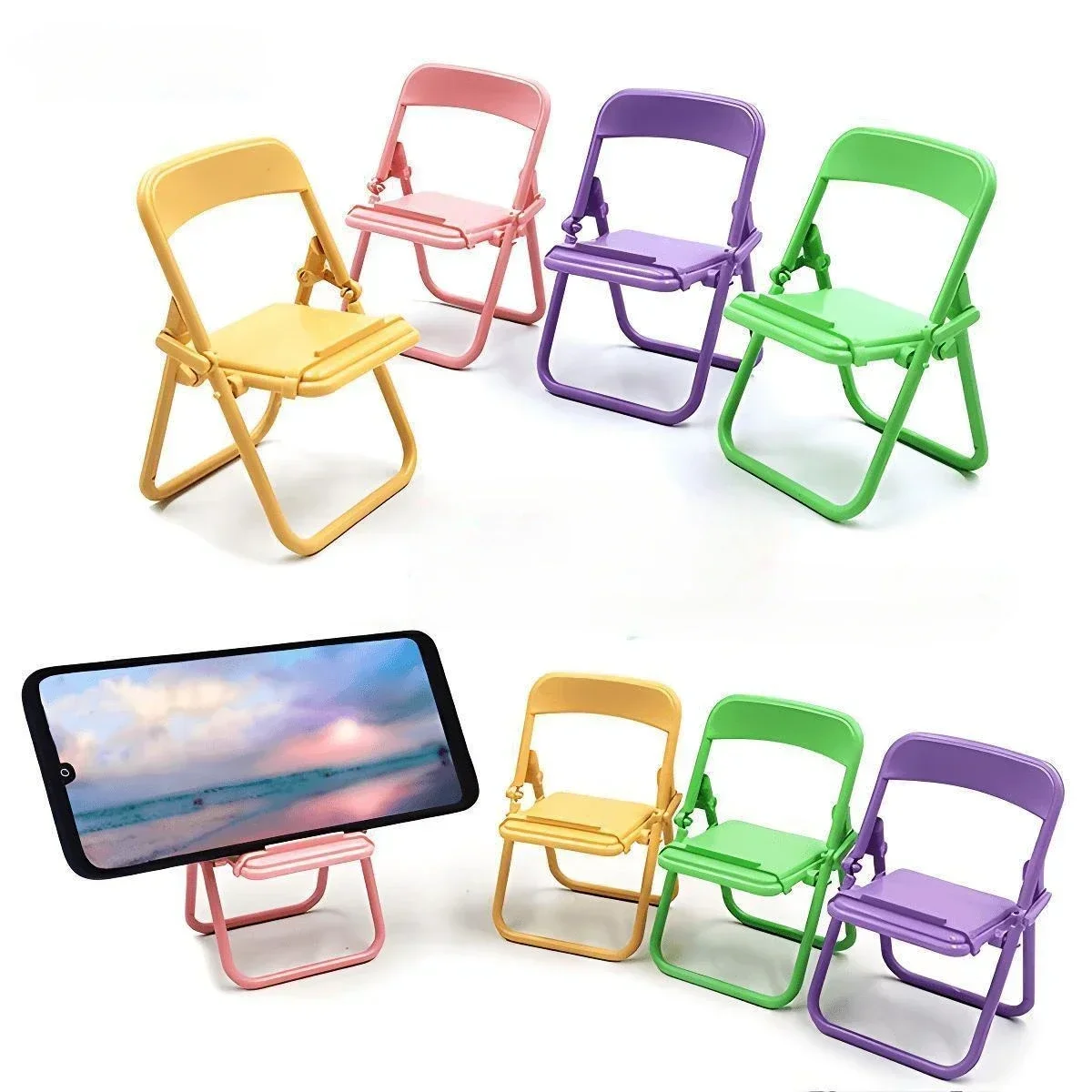 2PCS Mini Chair-Shaped Foldable Phone Stand - Universal Desktop Holder for All Smartphones