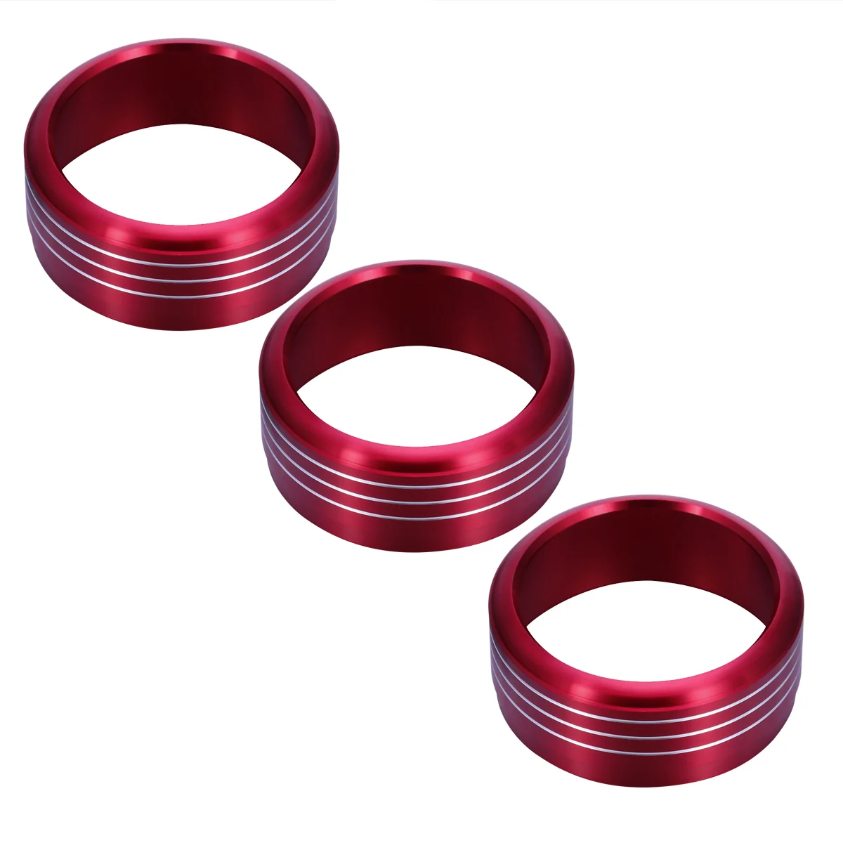 3pcs Red Anodized Aluminum AC Climate Control Knob Ring Covers Compatible for 2013-2015 STI Impreza Forester (Red)