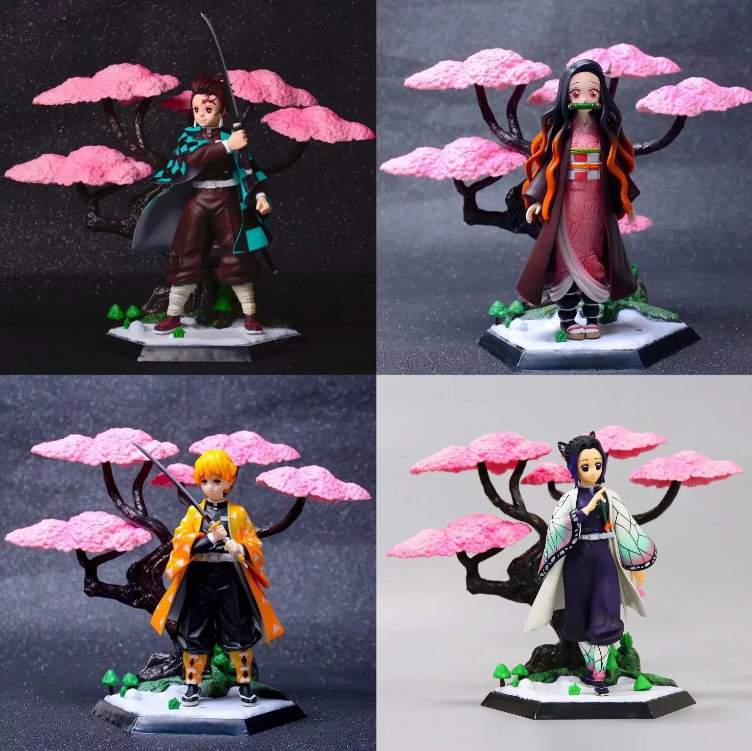 

19 см Demon Slayer Sakura Kamado Tanjirou Nezuko Kamado Kochou Shinobu аниме фигурка модель украшения настольные игрушки подарки на день рождения