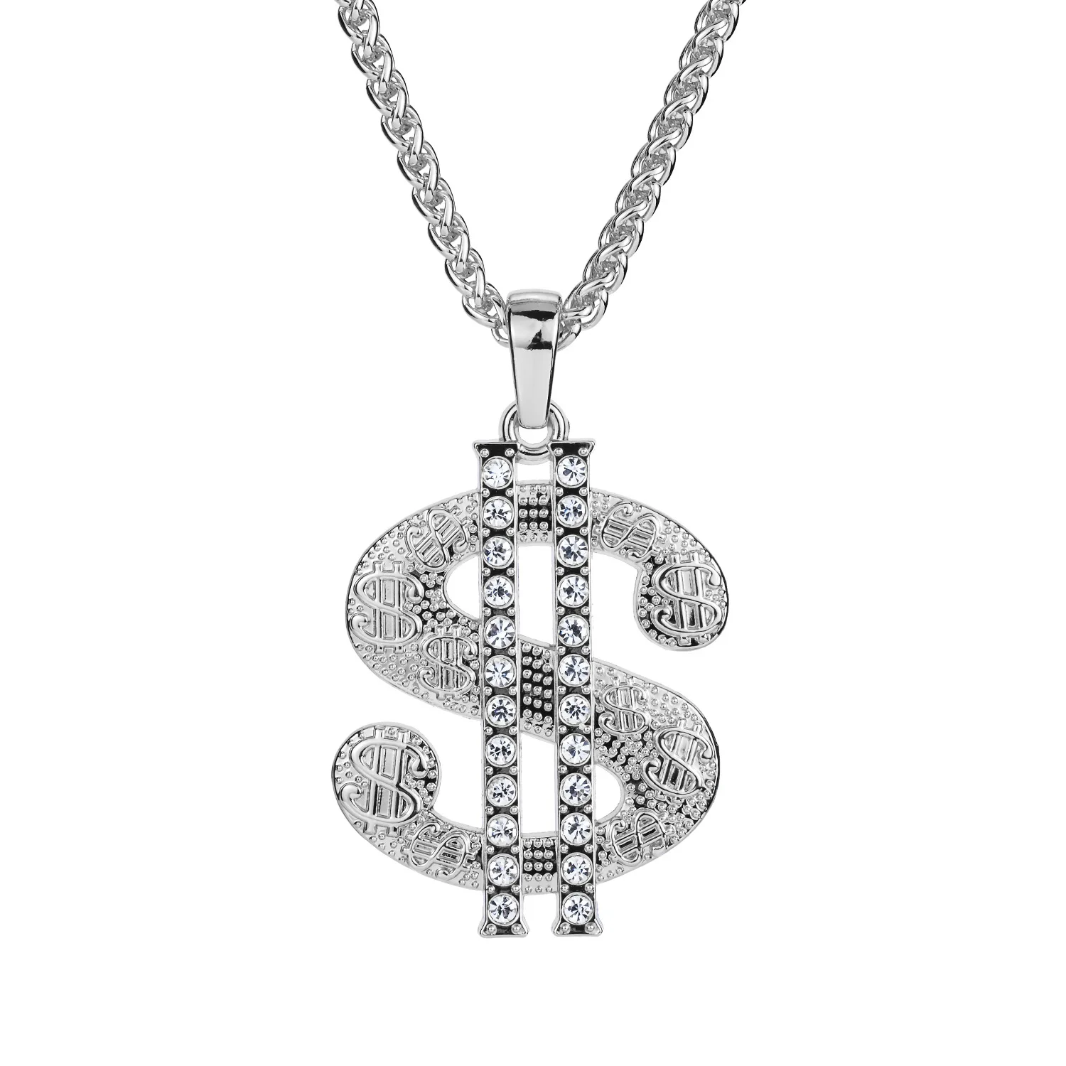 Colar de símbolo de diamante para homens e mulheres, moda europeia e americana, personalidade criativa, pingente hip-hop de rua