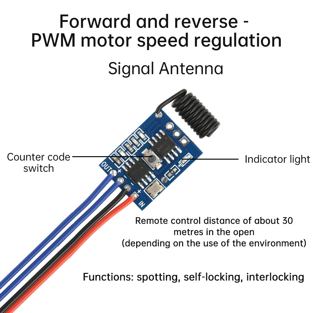 DC3-12V 30M Wireless Remote Control Forward and Reverse Micro Module DC Motor Drive Module PWM Speed Control