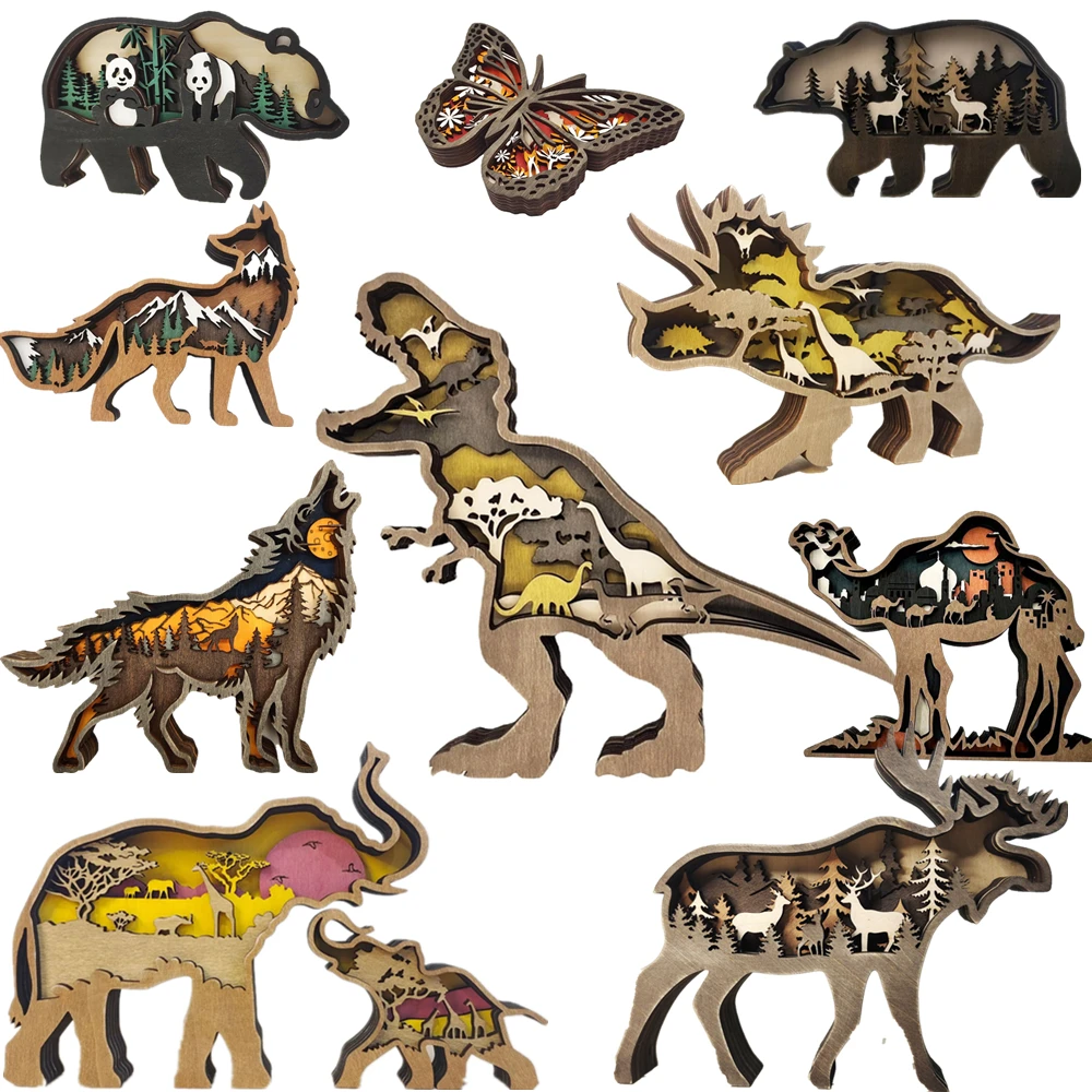 קישוט עץ 3D ריק, דינוזואר גמל ריינו FOX EIK פיל דוב צעצוע שולחן עבודה רכב קישוטים לחג המולד משפחה חברים מתנות