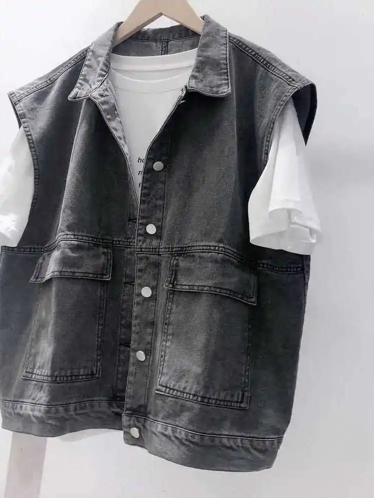 

Blue Denim Women's Vintage Korean Faion Large Underirt Cleanfit Sle ort Length Inner Wear Silk Material