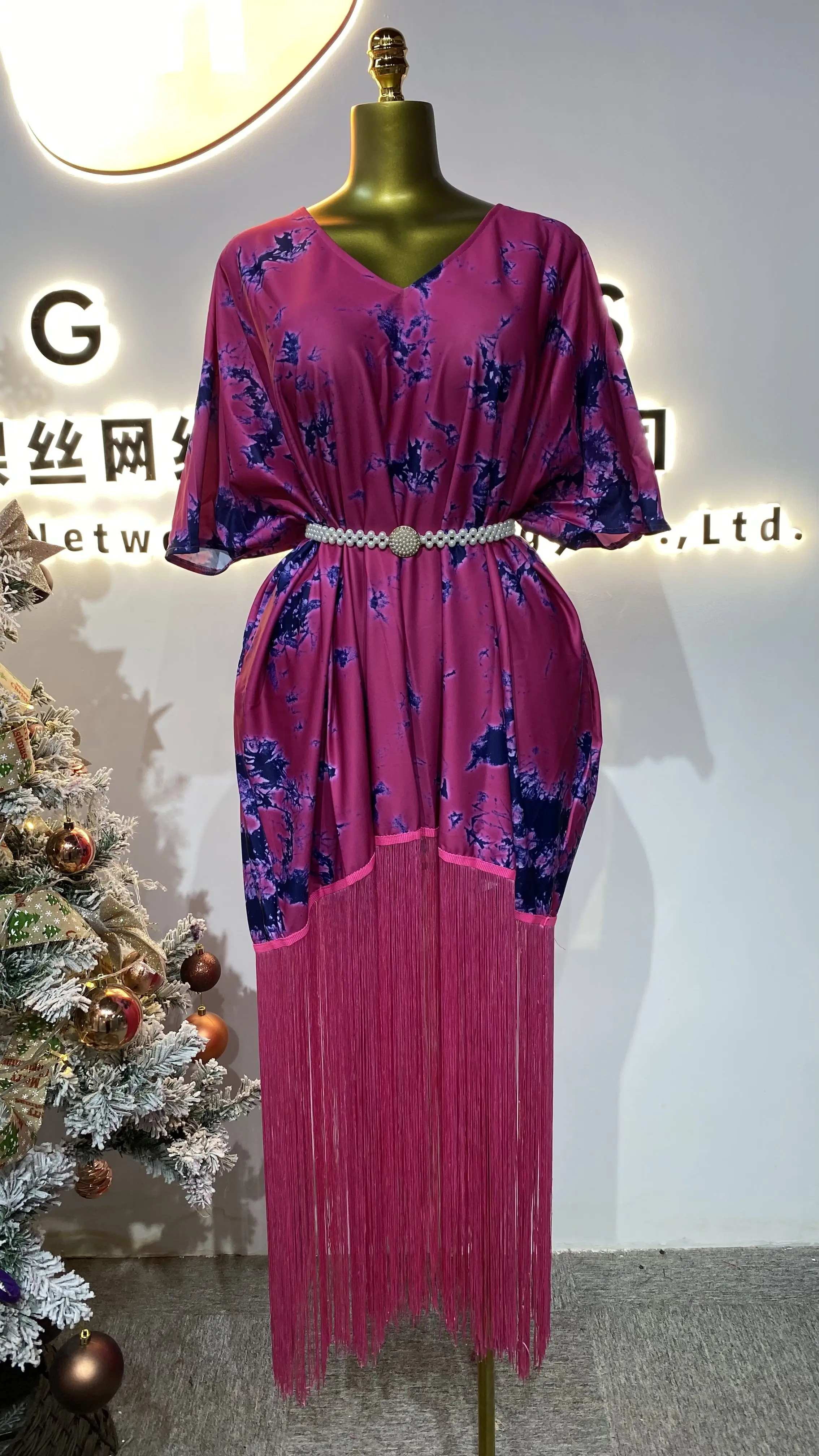 2025 Spring and Summer New African Hot Sale Super Large Size Long Skirt Holiday Loose Casual Tassel Women's Wear-GZMM174