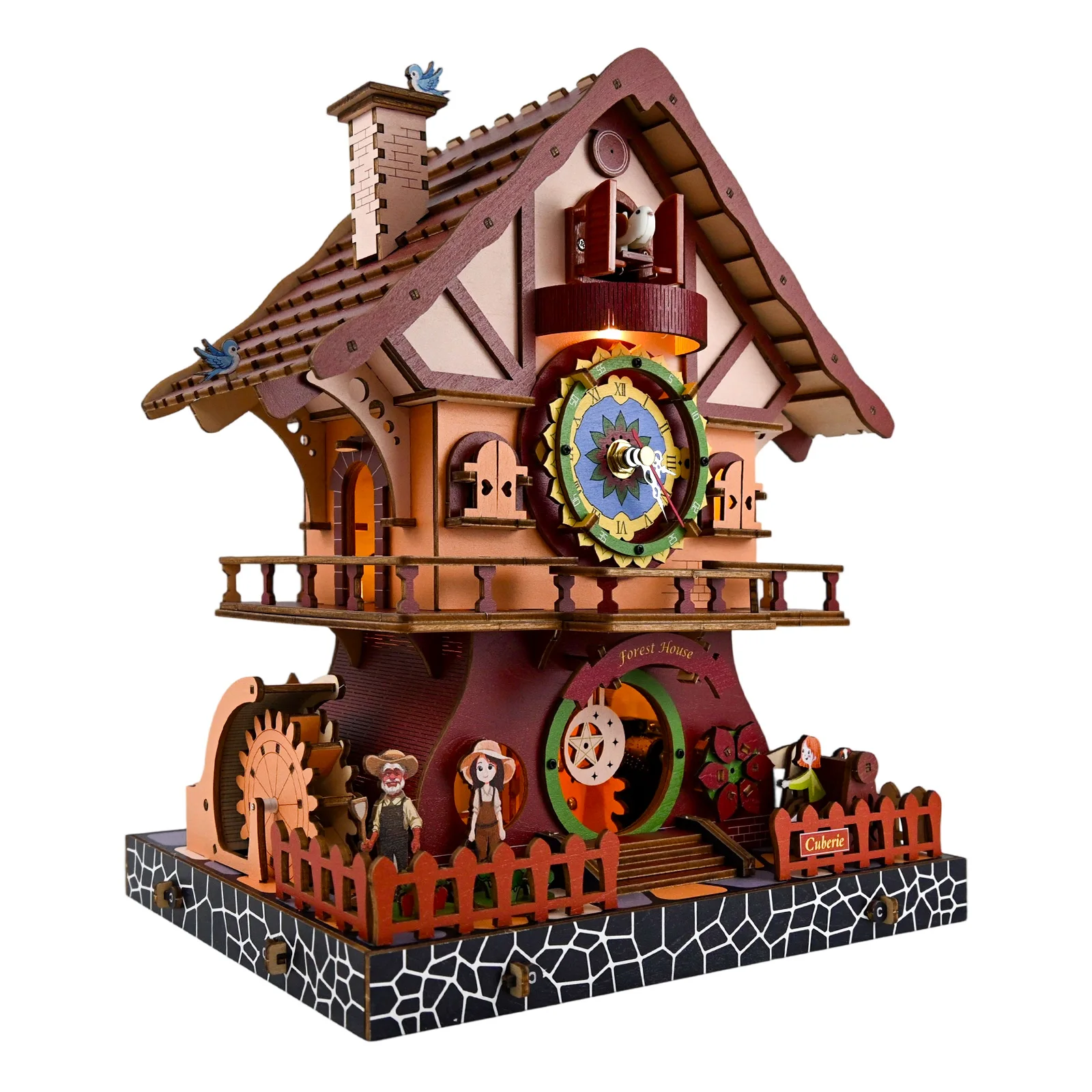 Cuberie 3D Wooden Puzzles for Adults, Cuckoo Wooden Clock kit 3-D Puzzles - DIY Mechanical Wood Model Building Project for Adult
