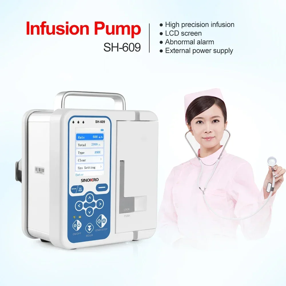 SINOHERO SH-609 Portable Smart Infusion Pump Real-time Alarm Large 3.5\