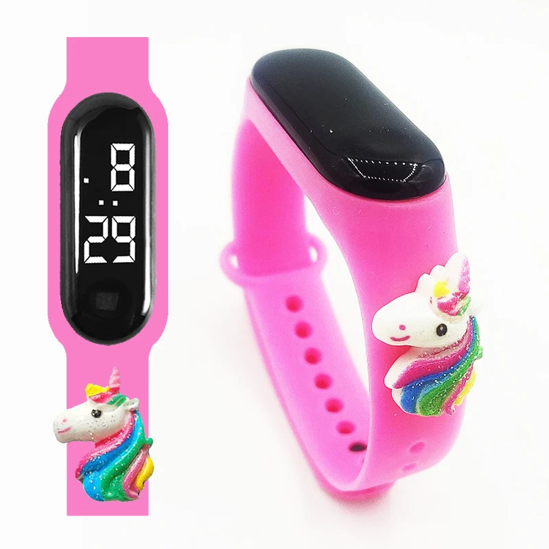 Relógio LED impermeável infantil, pulseira esportiva dos desenhos animados, relógios inteligentes de silicone, tela sensível ao toque, relógios