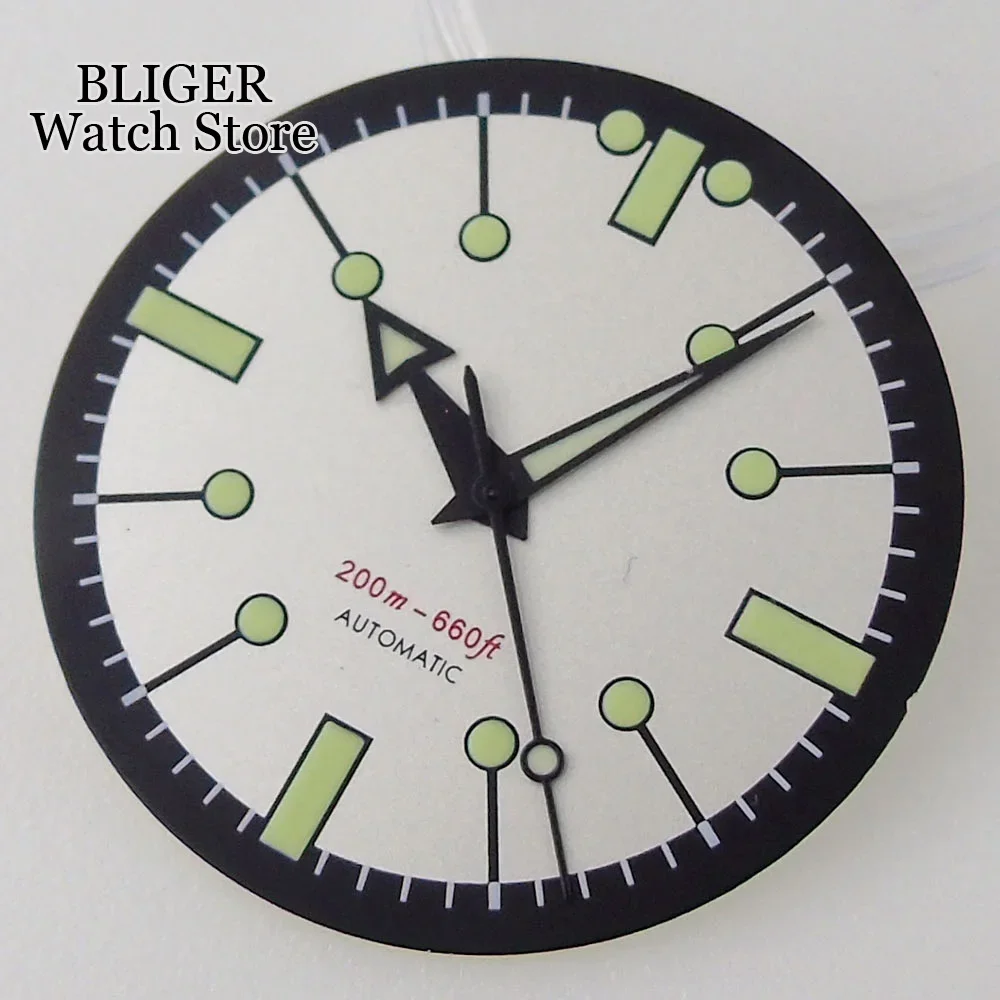 tandorio Neues 31mm rot weiß schwarz blau Zifferblatt für nh35 nh36 nh38 Uhrwerk grün leuchtend zum Tauchen Armbanduhr Zubehör Teile 10