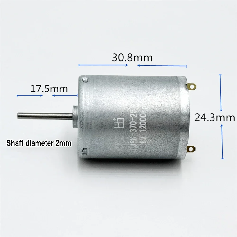 Micro 370 Motor DC 3V 6V 8V 12000RPM High Speed Large Torque Carbon Brush  Motor 17.5mm Long shaft for Motor for Fan Model