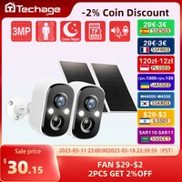 Techage 3MP Wireless Solar Battery IP Camera Outdoor Security WiFi PIR Camera Two Way Audio Human Detection Support Alex