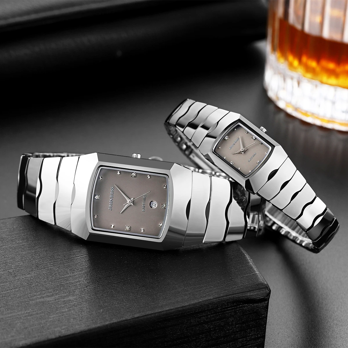 Мужские часы, вольфрамовые часы, квадратные циферблаты, вольфрамовая сталь в форме тонно, кварцевый механизм, швейцарский механизм Ronda, сапх.