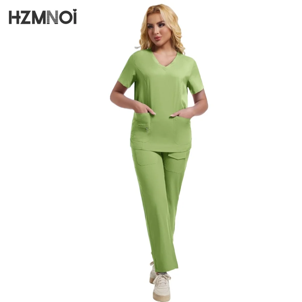 New Beauty Dental Salon Work Clothes Hospital Uniforms Nurse Workwear Pharmacy Scrub Suit Uniform Top+ Pants Medical Scrubs Sets