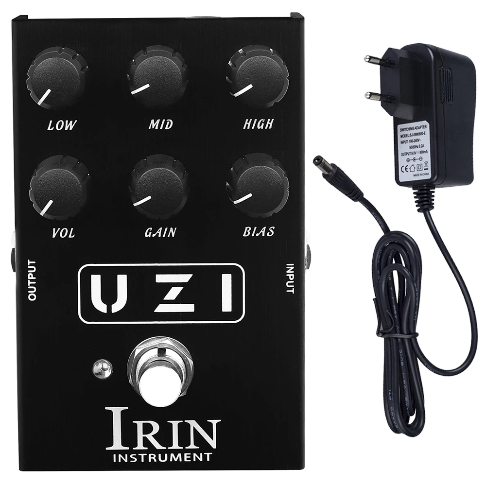 IRIN AN-35 UZI Guitar Distortion Effect Pedal British American Distortion Effect Electric Guitar Accessoreis with 9V Adapter