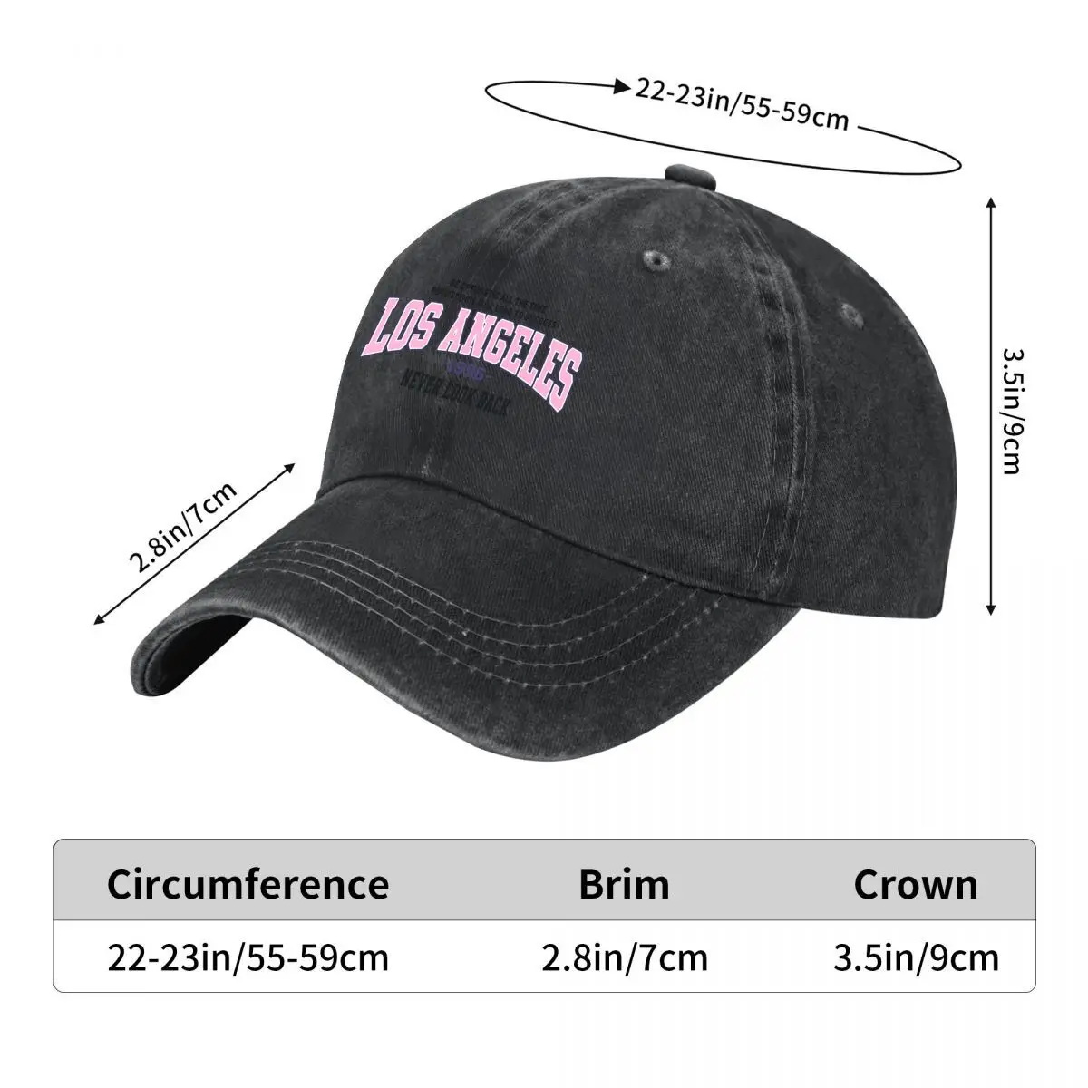 Los Angeles 1996 Be Optimistic Persistence Success Never Look Back New Vintage Washed Cotton Baseball Cap Sun Hats