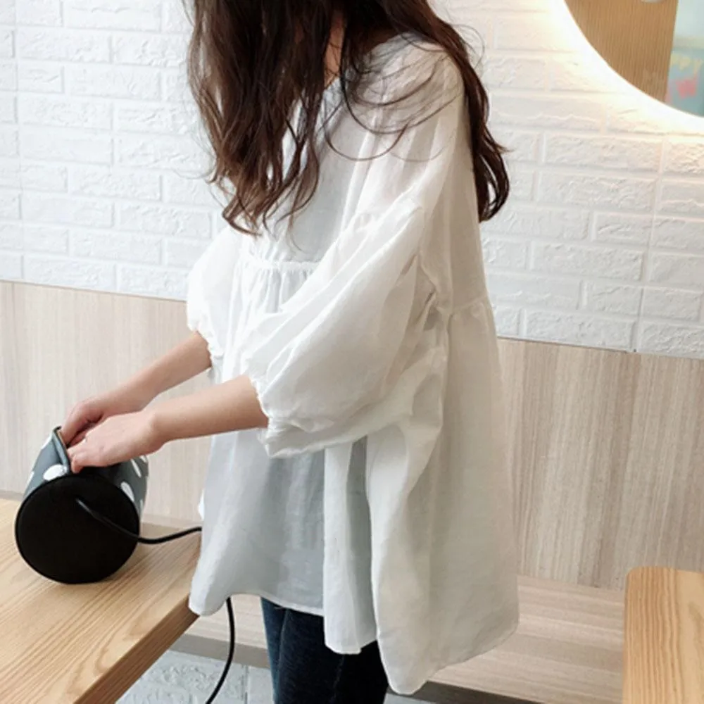 2025 Fashionable Trend Women's Clothing Sales Comfortable Breathable Thin White Green Shirts & Blouses Suit For Summer Spring
