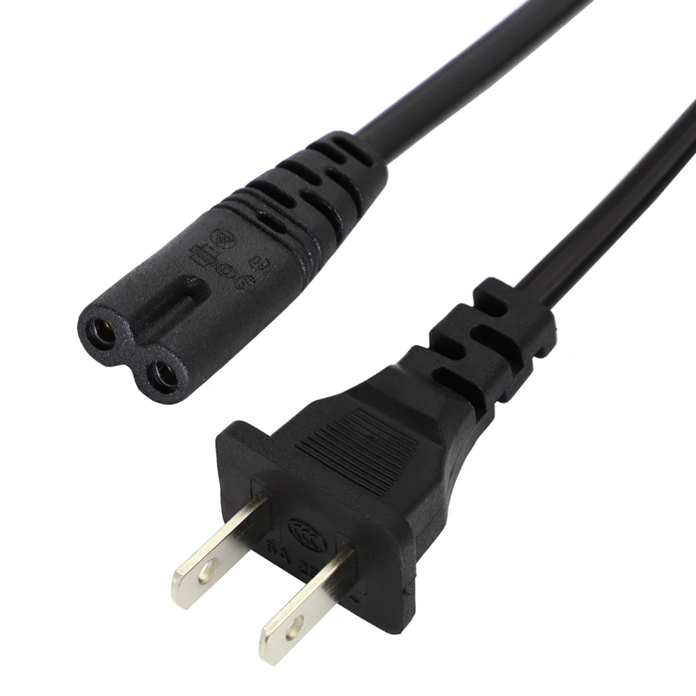 US AC Power Cable 2 Pin Prong to Figure 8 AC Adapter Extension Cord American IEC320 C7 Power Cable Adapter 50cm