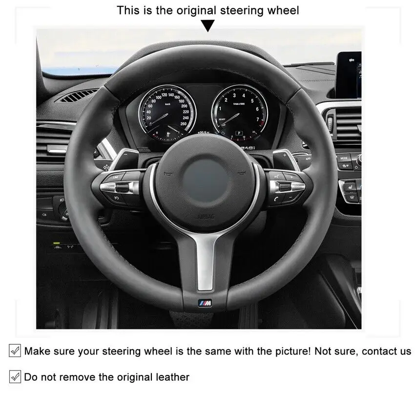 DIY Hand-stitched  Durable Carbon Fiber Steering Wheel Cover For BMW M Sport F30 F31 F34 F20 F21  Interior Accessories