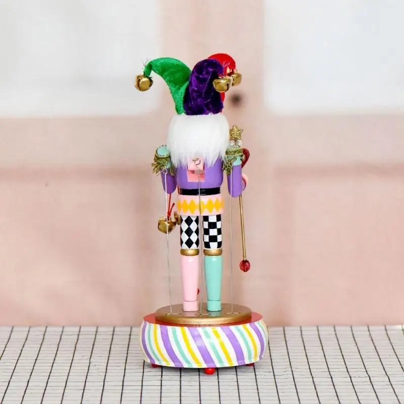 Wind Up Clown Nutcrackers Figure Musical Box Wooden Soldier Puppet Music Ornament Christmas Holiday Homes Decors Gift 87HA