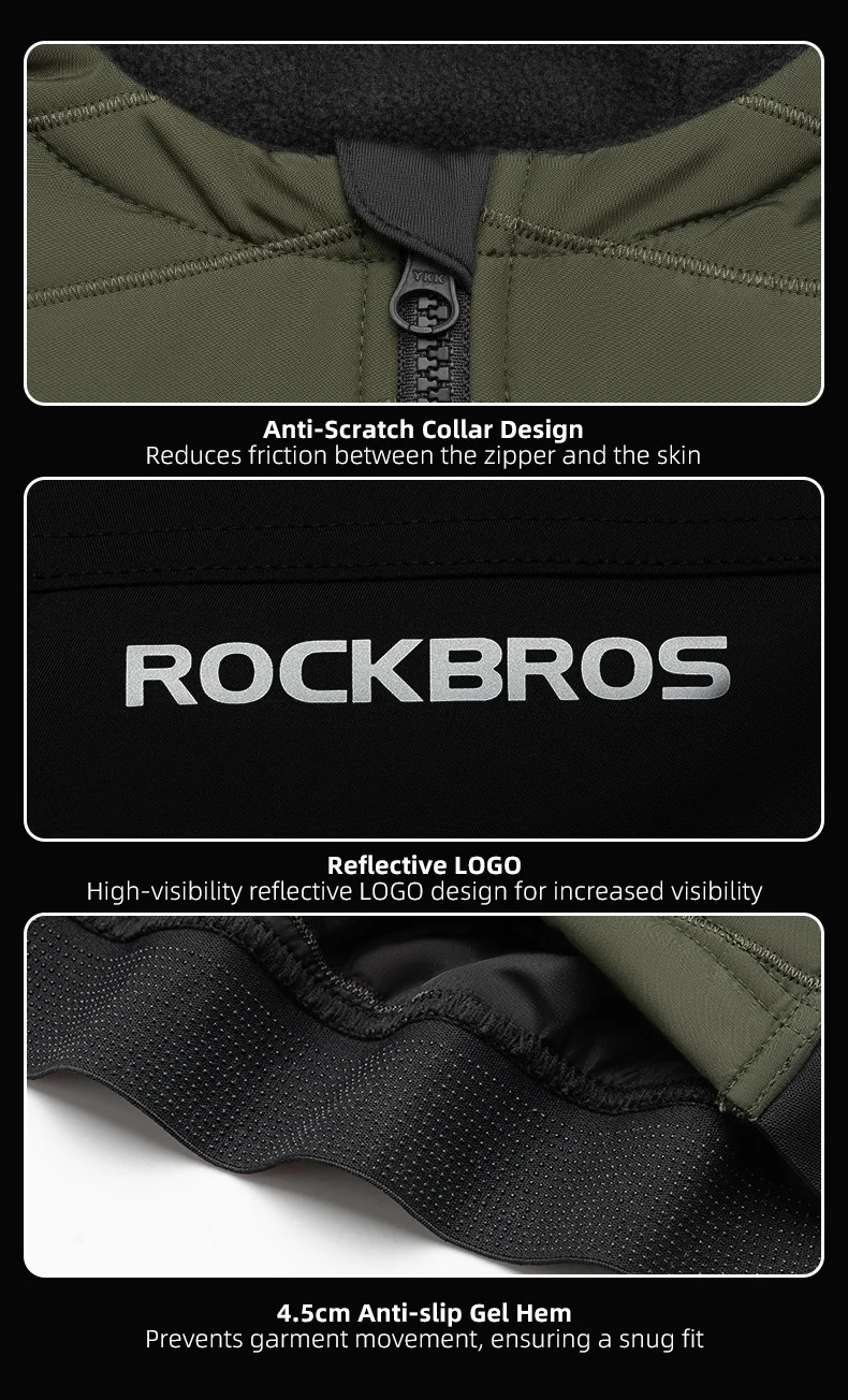 ROCKBROS Warmes Winter-Fahrradtrikot Ultraleichte Daunenjacke Langarm-Fahrradbekleidung Thermofleece Widerstandsfähiger Ciclismo-Mantel – Detail 10