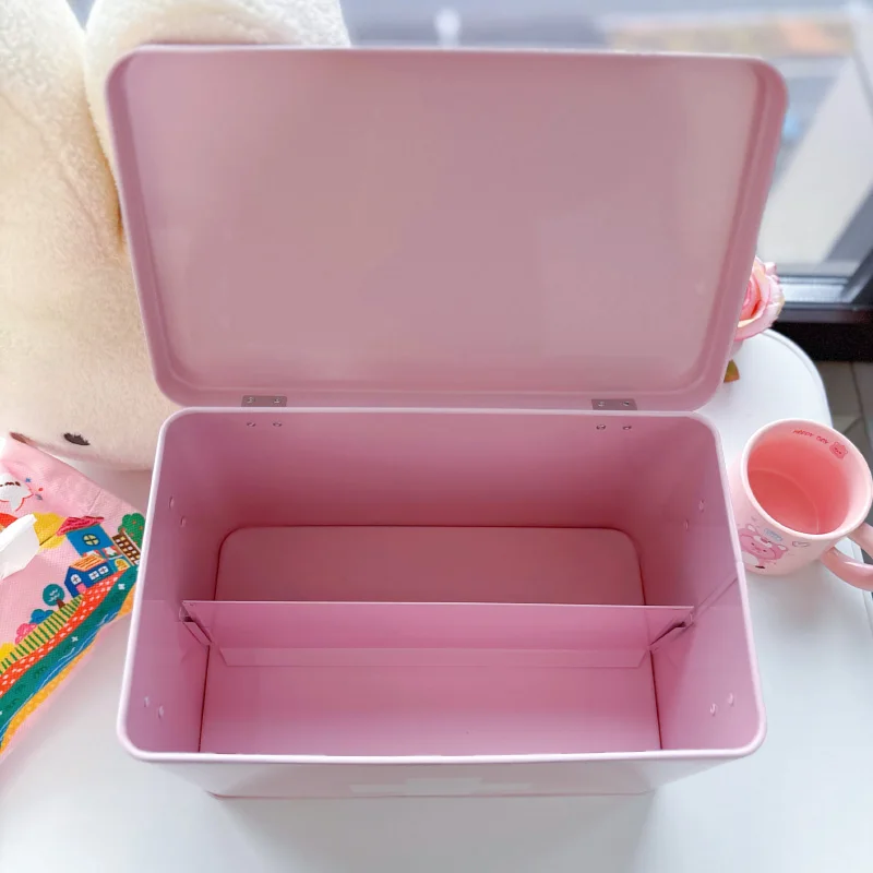 Pink Aesthetic Storage Organizer Box with Multi-Layer Compartments Large Capacity Medicine Cabinet for Home Girls Room Decor