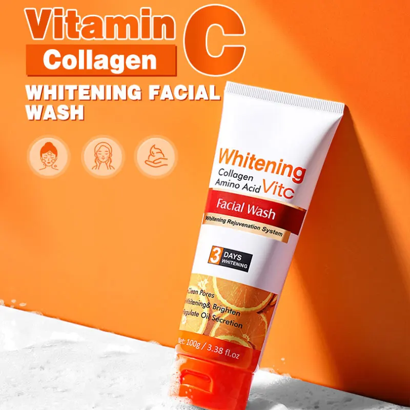 

Vitamin C Facial Exfoliating Cleanser Peeling Gel Deep Remove Cleaning All Skin Types Smooth Moisturizing Whitening Care 100g