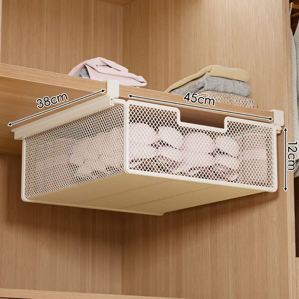 Large Capacity Underwear Storage Basket Pure Color Under Cabinet Hanging Organizer Under Shelf Basket Design Wardrobe Organizer