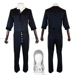 Witcher Cosplay Costume Wig Geralt Black Top Pants Uniforms Men Halloween Party Outfit Roleplay Medieval Classical Adult Outfit