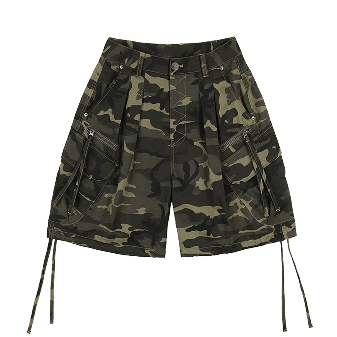 Retro Printed Camouflage Five Quarter Pants, Summer Street niche Loose Casual Workwear Shorts