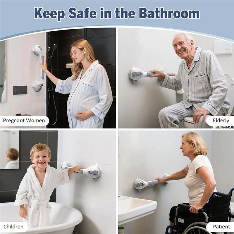 

ABMI-Grab Bars для ванны, ручка для душа с прочными присосками, поручни для ванной комнаты 16,8 дюйма для пожилых людей,
