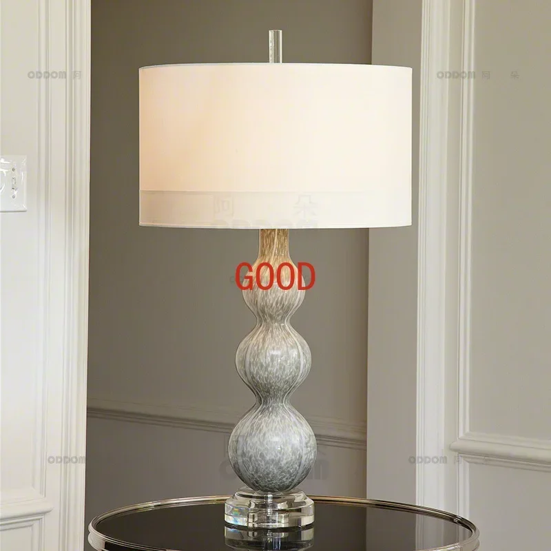 American Light Luxury Living Room Bedroom Bedside Table Lamp Simple Modern Master Bedroom Creative Retro Nordic Gray Table Lamp