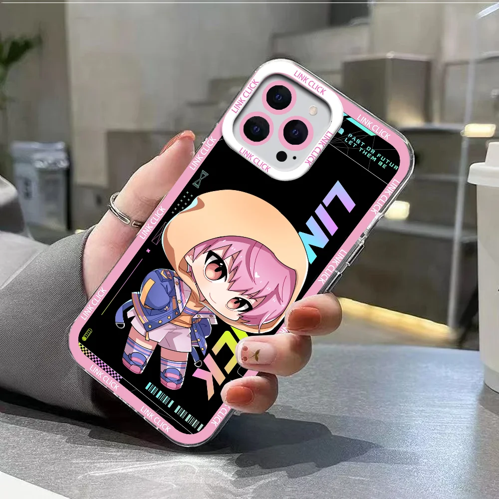 Anime L-link Click Cute Cartoon Phone Case For IPhone 12 11 13 14 15 16 17MINI Max Pro Plus Shockproof Soft Clear Back Cover Coq