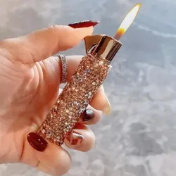 Special Lighter Smoking Gadgets Ladies Cigarette Lighter Fine Rhinestone Lighter Butane Torch Electronic Ignition Ladies Gift