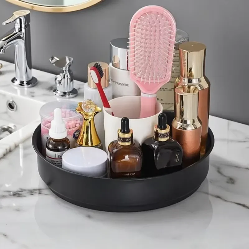 360 Degree Rotating Round Stainless Steel Tray Seasoning Storage Organizer for Kitchen Cabinet Countertop Bathroom