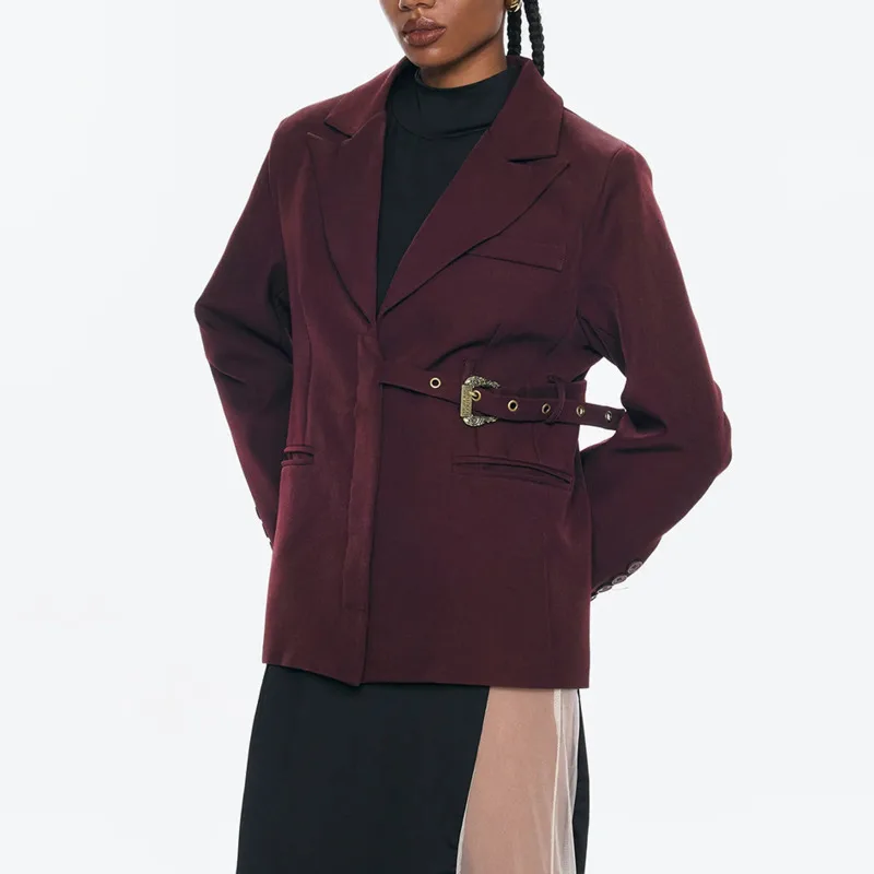 ANJY 2026 Spring Summer New Women European Light Luxury Trend Niche Casual Blazer Versatile Irregular Waist Cinching Suit A19352
