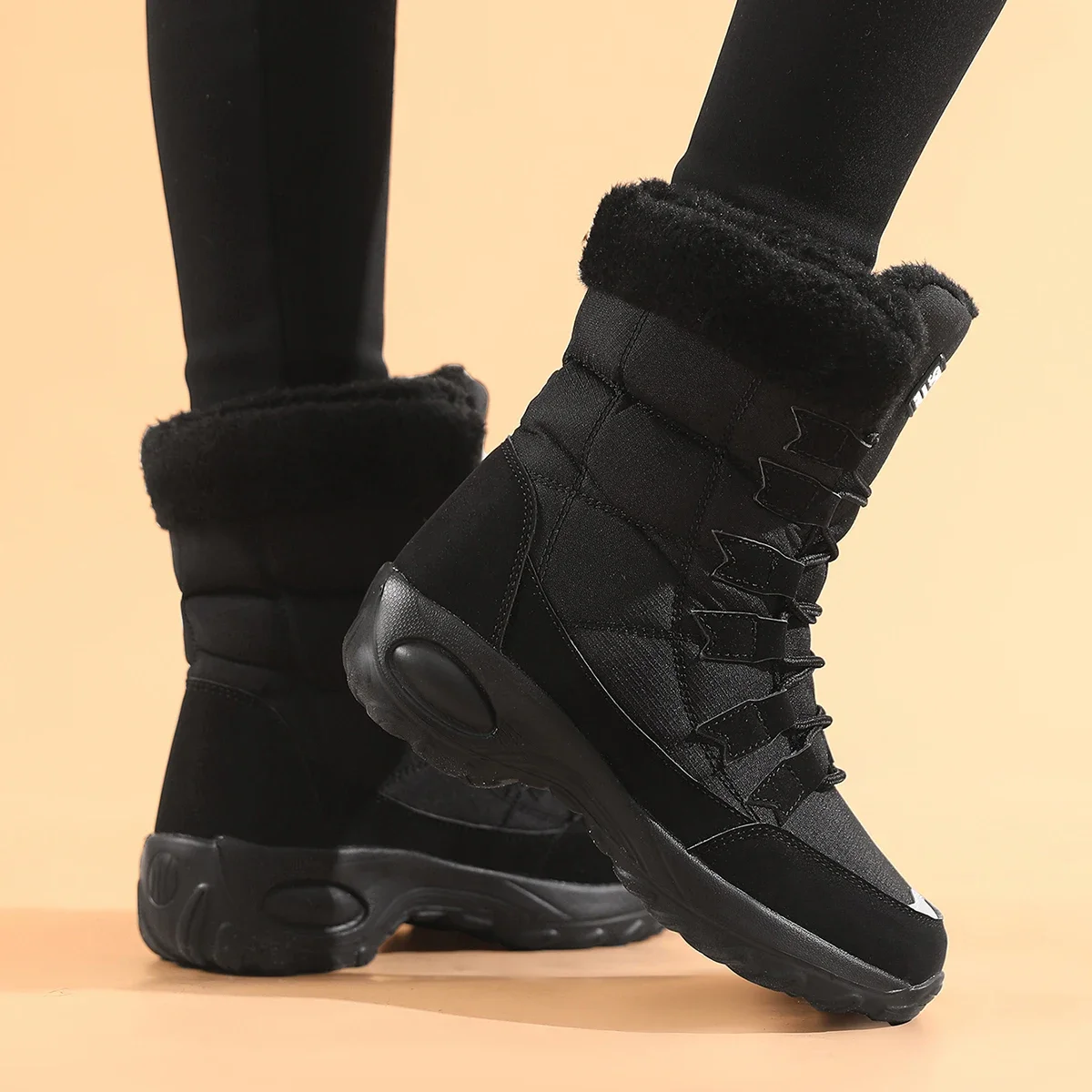 Women High Boots Platform Fur Warm Snow Boots Winter Shoes Waterproof Slip on Women Comfortable Outdoor Ankle Hiking Boots