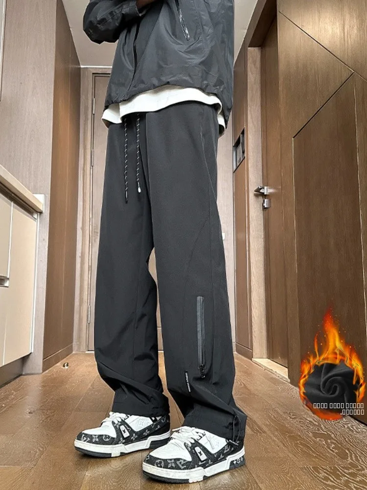 

Мужские зимние утепленные брюки для походов с флисовой подкладкой, ветрозащитные, прочные, прямого кроя, повседневные, в американском стиле