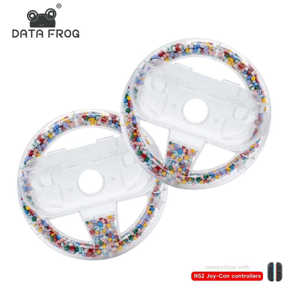 Data Frog for Joy-Con Wheel for Arcade Racing Games, Compatible with Switch 2 Clear Grip Attachment