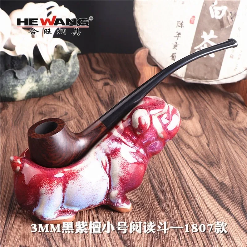 Ebony Wood Pipes For Smoking Bent Type Pipe Accessory Carving Pipes Smoke Tobacco Cigarette Acrylic Holder Oil Burner Pipe