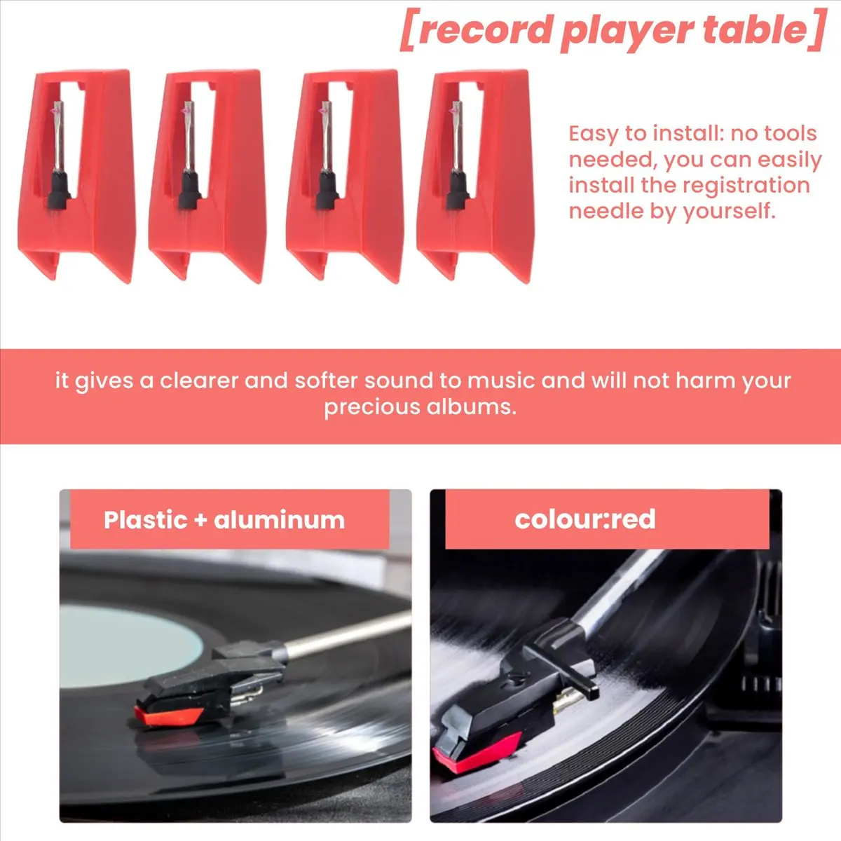 

Y207A HOT 4 Pcs Record Player Needles, Universal Replacement Stylus Needles Replacement Stylus Needles for Vinyl Record Player