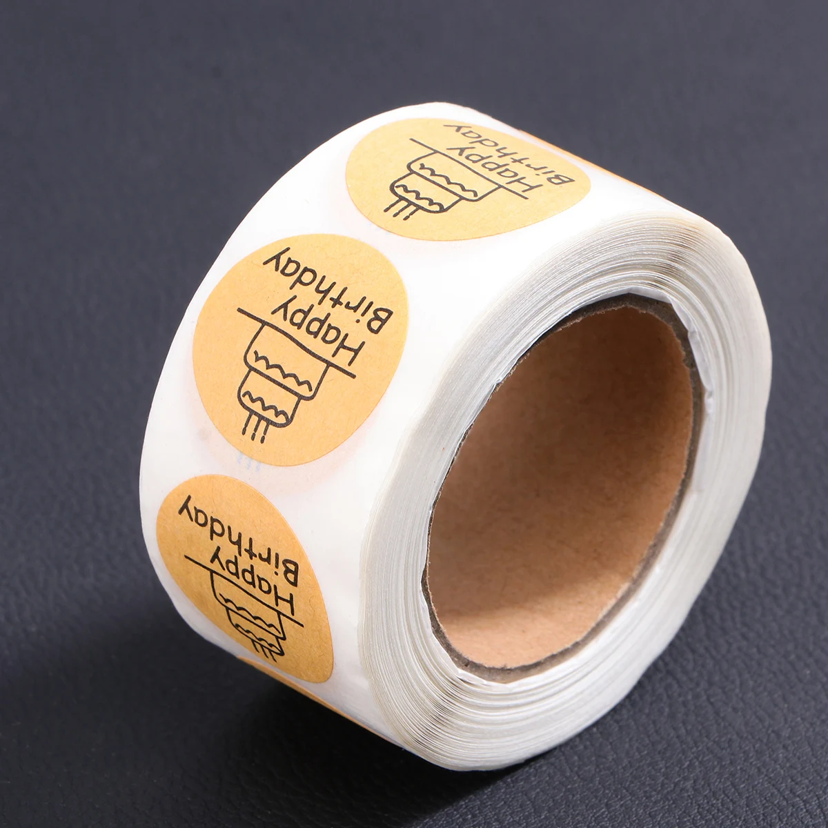 1 Roll Sealing Sticker Happy Birthday Design Self-Adhesive Round Label for Gift Wrap Baking Packaging Party Use