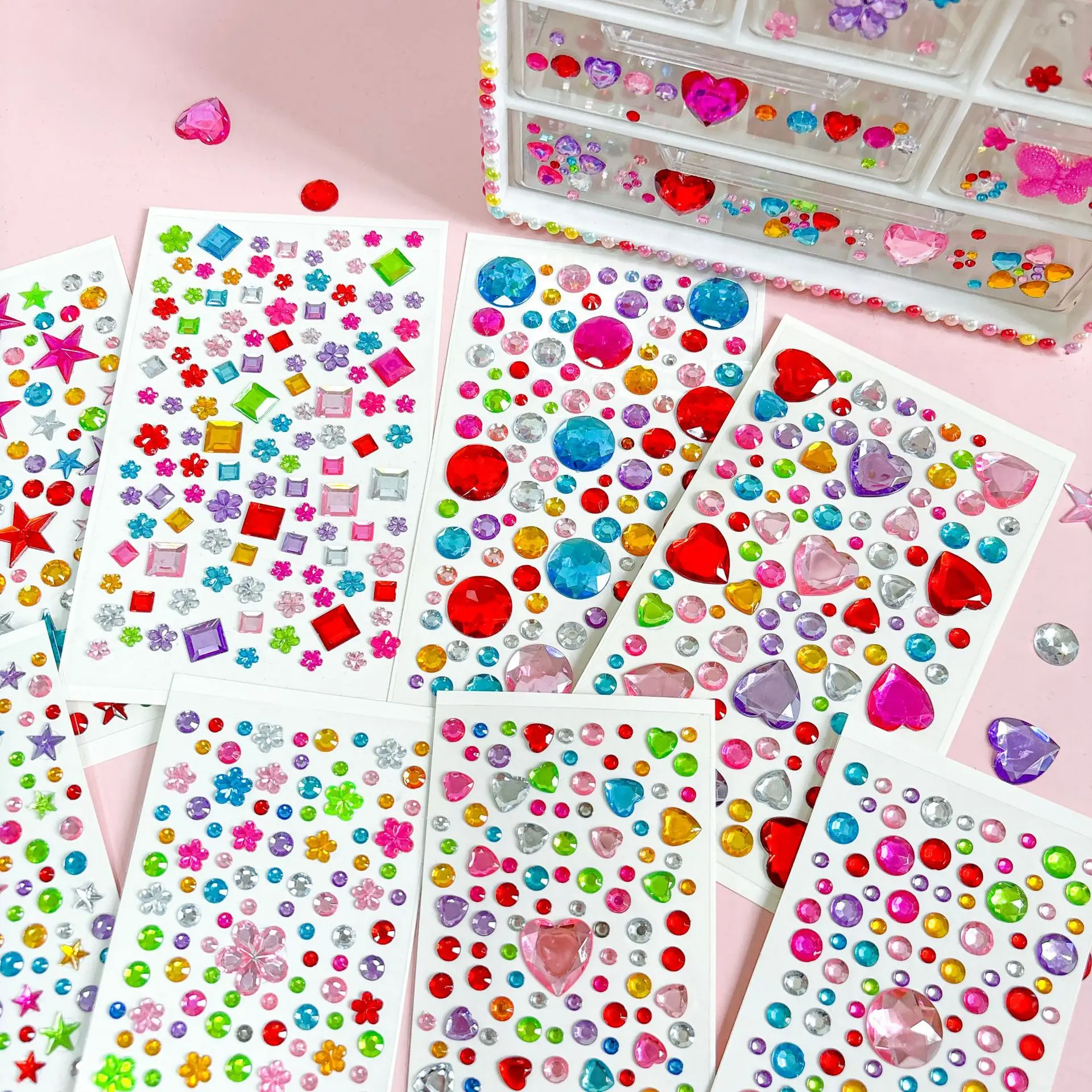 Colorful Gem Sticker Acrylic Crystal Sticker Diy Three-dimensional Decorative Rhinestone Girls Diamond Sticker For Children