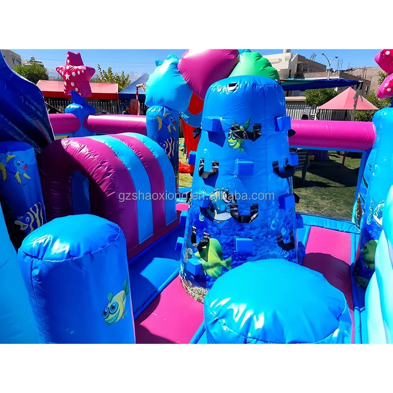 Casa de rebote inflable comercial para niños, parque infantil inflable de sirena oceánica, castillo hinchable combinado, tobogán de castillo saltador Meerjungfrau