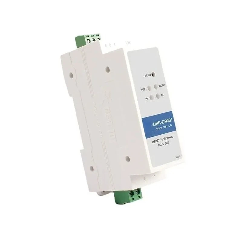 USR-DR301 DIN Rail RS232 to RJ45 Ethernet Serial Server DC5-36V Industrial  Gateway Converter
